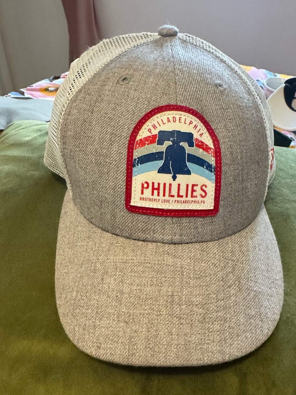 New Era Philadelphia Phillies Gray Mesh Back Patch Trucker Hat